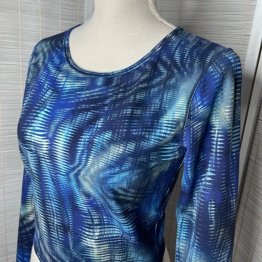 Lululemon Wunder Train Top Flux Blue Cropped Long Sleeve Everlux Size 10